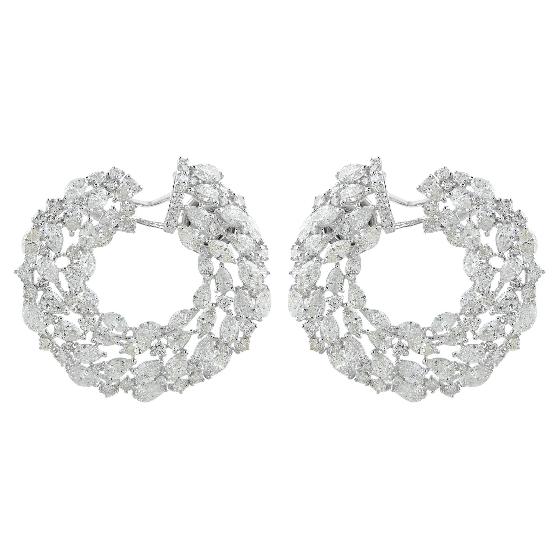 13,50 Karat SI Reinheit HI Farbe Birnen-Diamant-Creolen aus 18 Karat Weißgold im Angebot