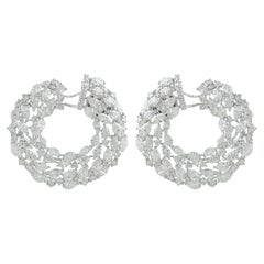 Créoles en or blanc 18 carats avec diamants poire de 13,50 carats de pureté SI de couleur hi-colore