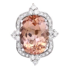 Morganite Diamond Ring In 14 Karat White Gold