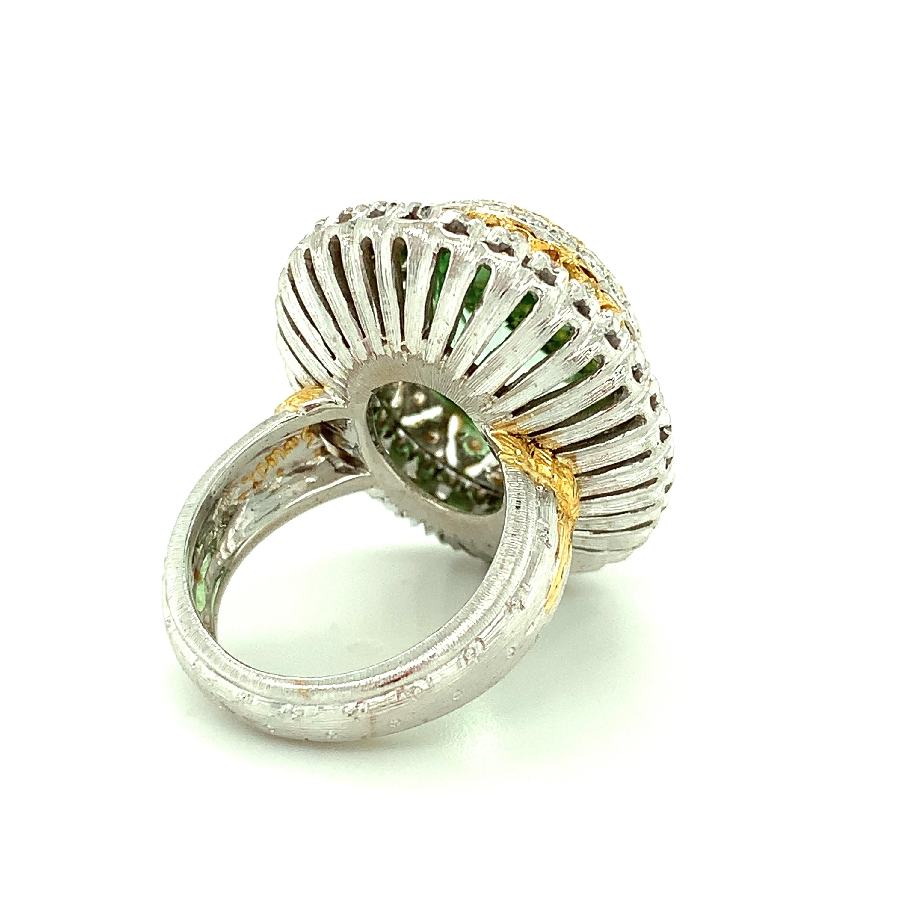 Women's Mint Green Tourmaline Cocktail Ring, 13.52 Carats with Yellow & White Diamonds  For Sale