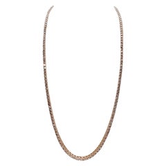 13,52 Karat runder natürlicher Diamant-Tennis-Halskette 14 Karat Roségold 20''