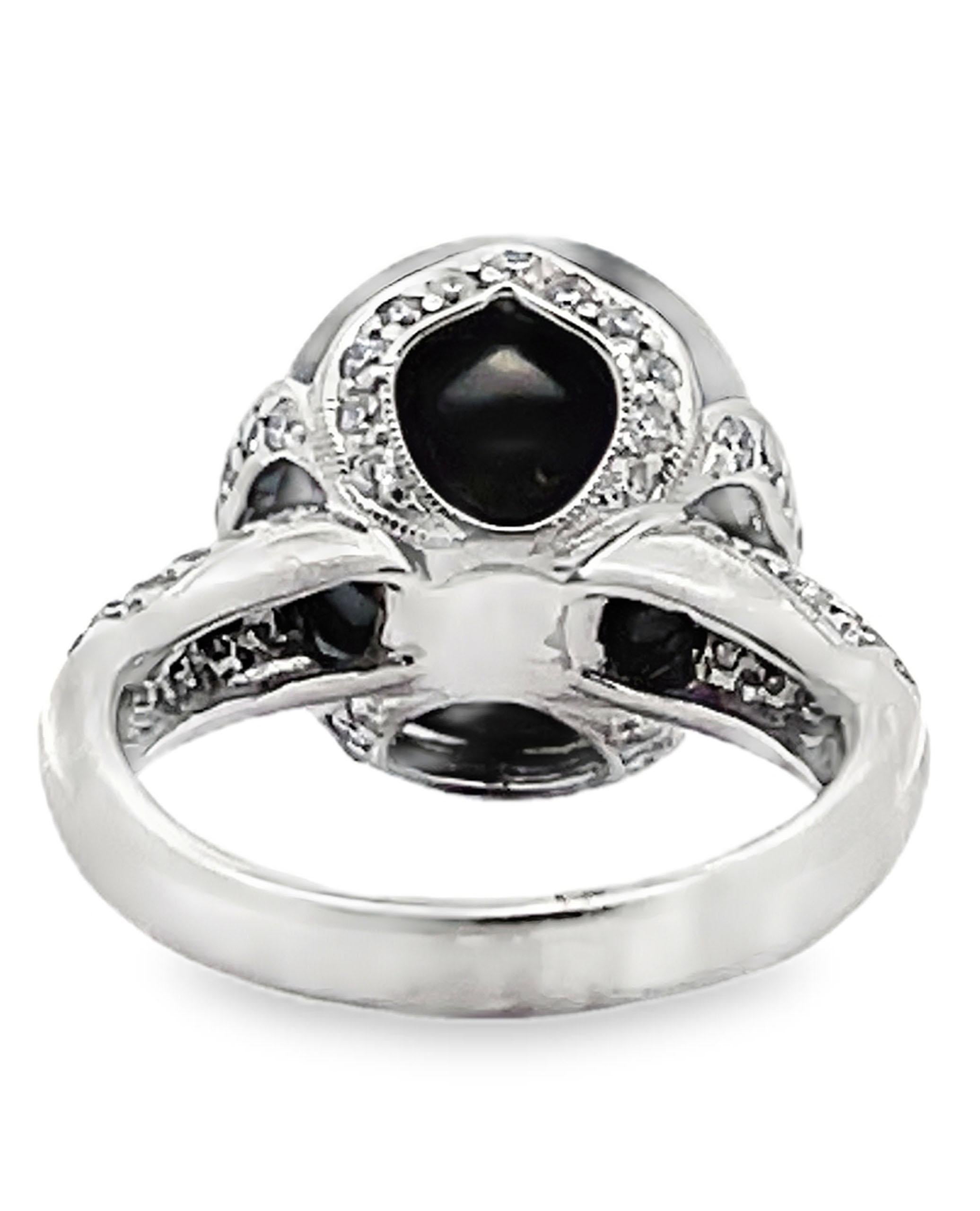 13,54 Millimeter Tahiti-Perle in 18K Weißgold Diamant-Ring Damen im Angebot