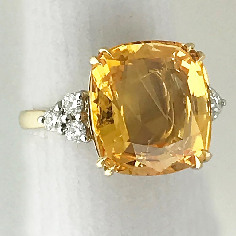 13.55 Carat Cushion Cut Certified Untreated Orange Sapphire Ring For ...
