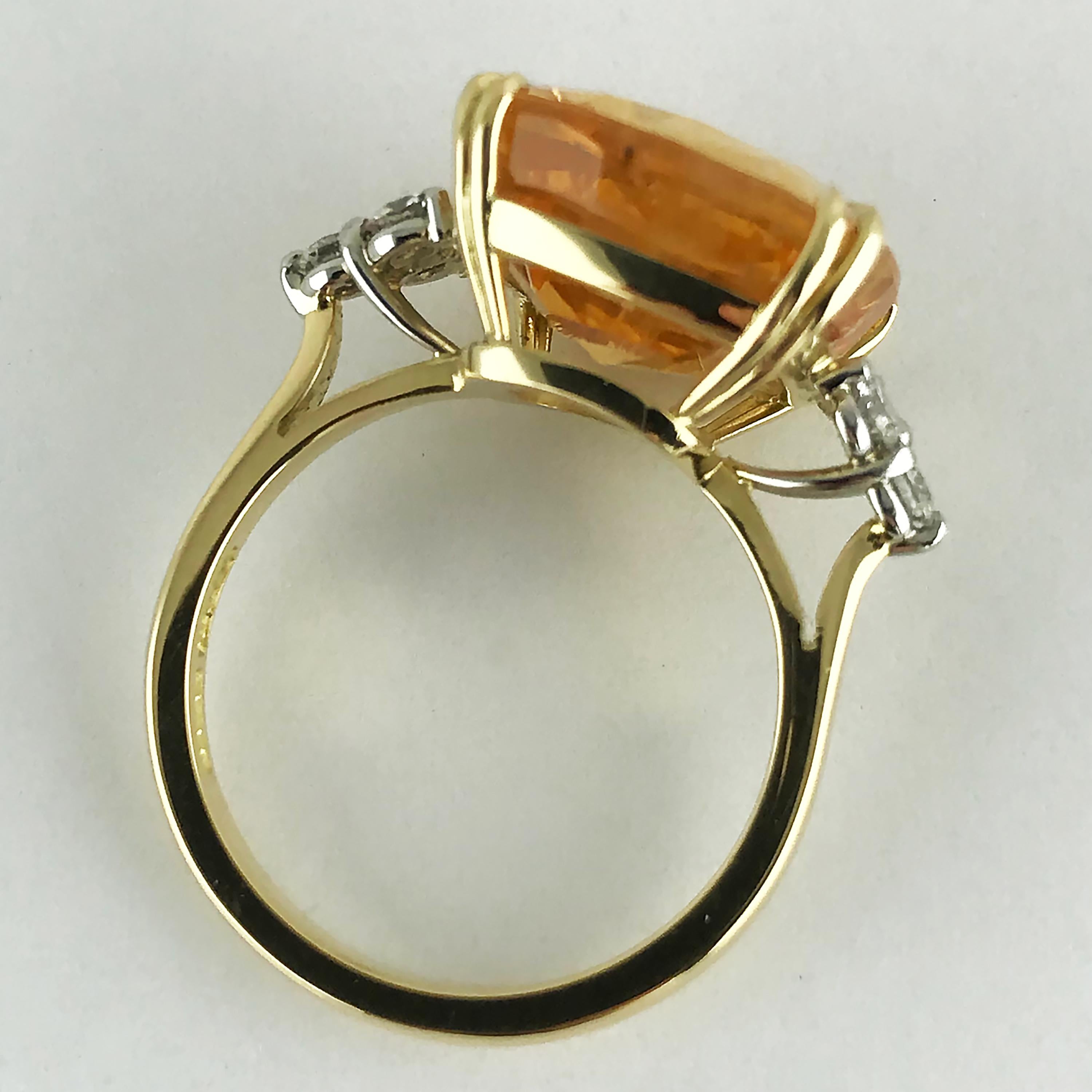 Women's 13.55 Carat Cushion Cut Certified Untreated Orange Sapphire Ring