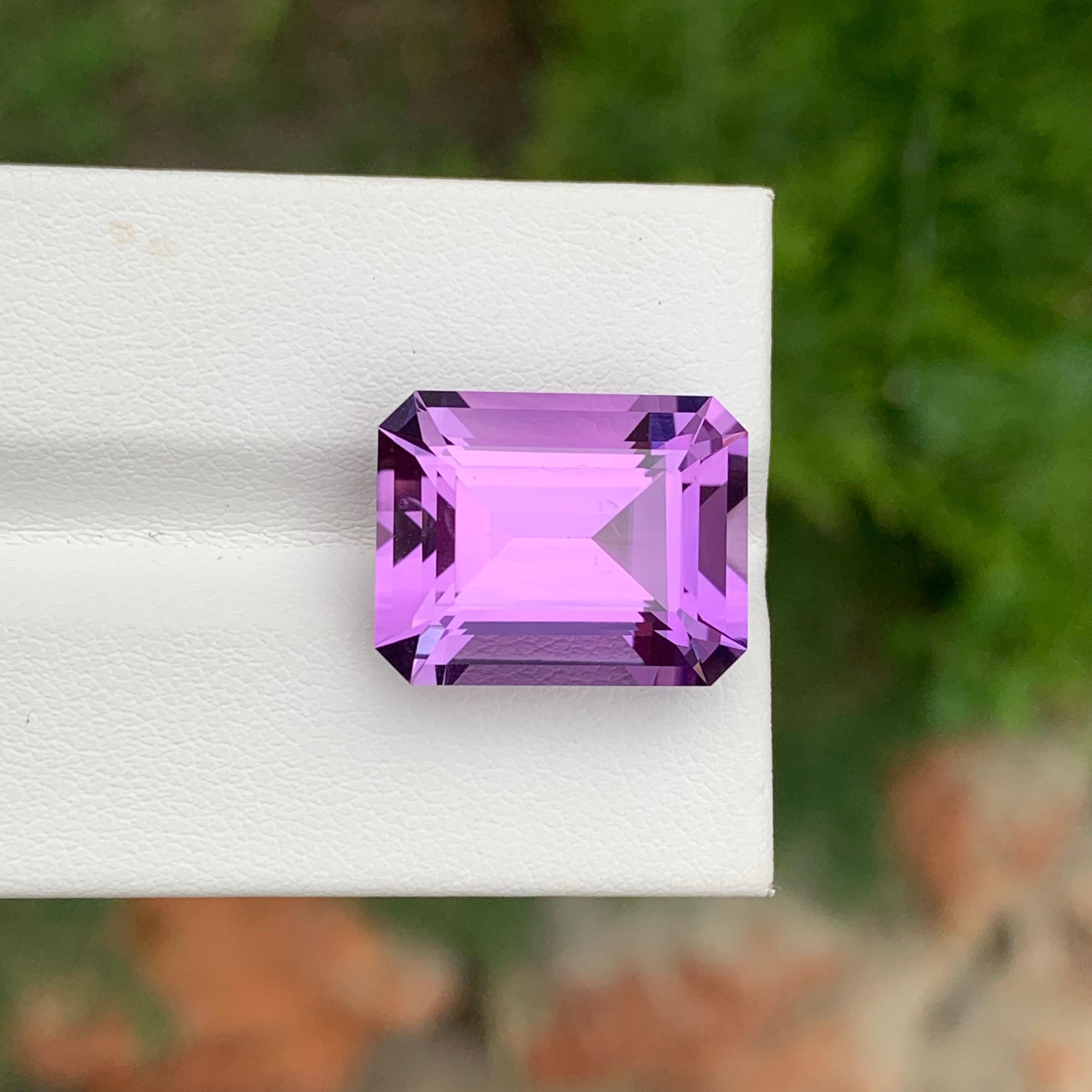 13,55 Karat Exquisite Natural Loose Amethyst Smaragd Form Edelstein für Halskette im Angebot 3