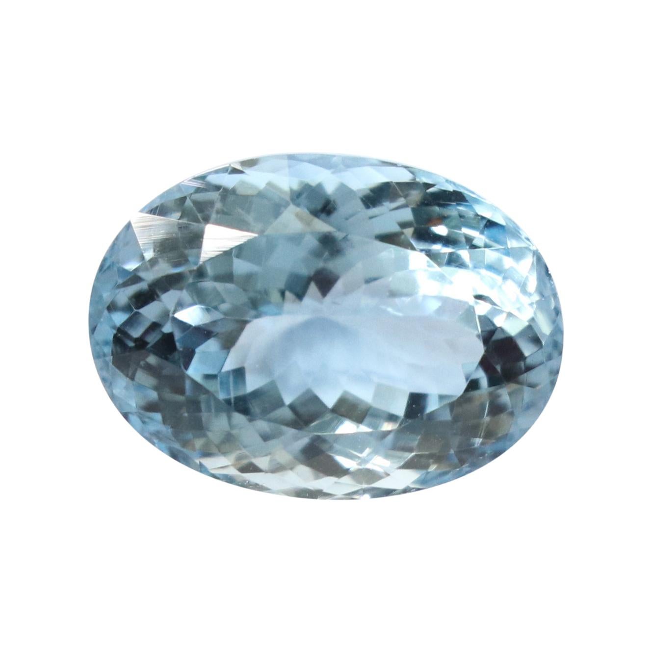 13.56 Carat Aquamarine Oval-Cut Unset Loose 3-Stone Ring Gemstone