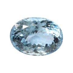 13.56 Carat Aquamarine Oval-Cut Unset Loose 3-Stone Ring Gemstone