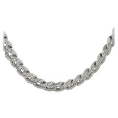 Used 13.56 Carat Diamond Pave Cuban Link Chain Necklace 14 Karat in Stock