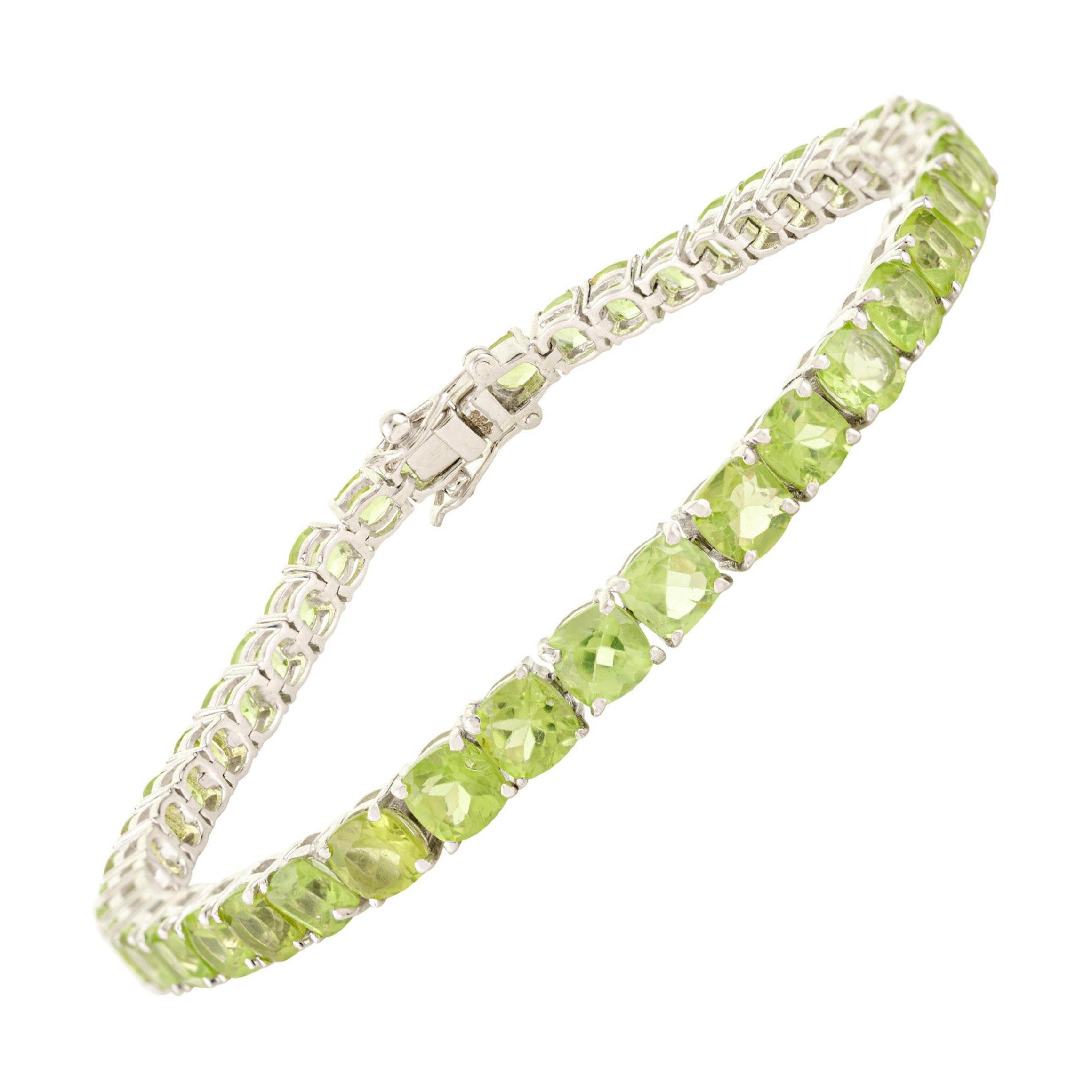 13,56 CTW Bracciale tennis con peridoto di lusso in argento Regalo di gioielli