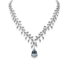 Collier en or 18 carats avec une tourmaline Paraíba naturelle bleu-vert néon vif de 13,56 carats