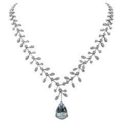 Collier en or 18 carats avec une tourmaline Paraíba naturelle bleu-vert néon vif de 13,56 carats