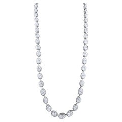 13.58 Quilates , Engastado en Bisel, Collar de Tenis de Diamantes Ovalados en Oro Blanco de 14K