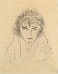 Antique Fillette au capuchon - Modern, Portrait, Work on Paper, Early 20th Century