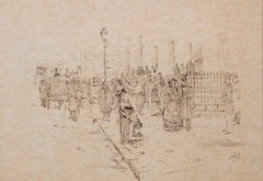 Le Dimanche Pres de St Philippe du Roule - Work on paper,  19th Century