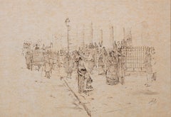 Le Dimanche Pres de St Philippe du Roule - Work on paper,  19th Century 