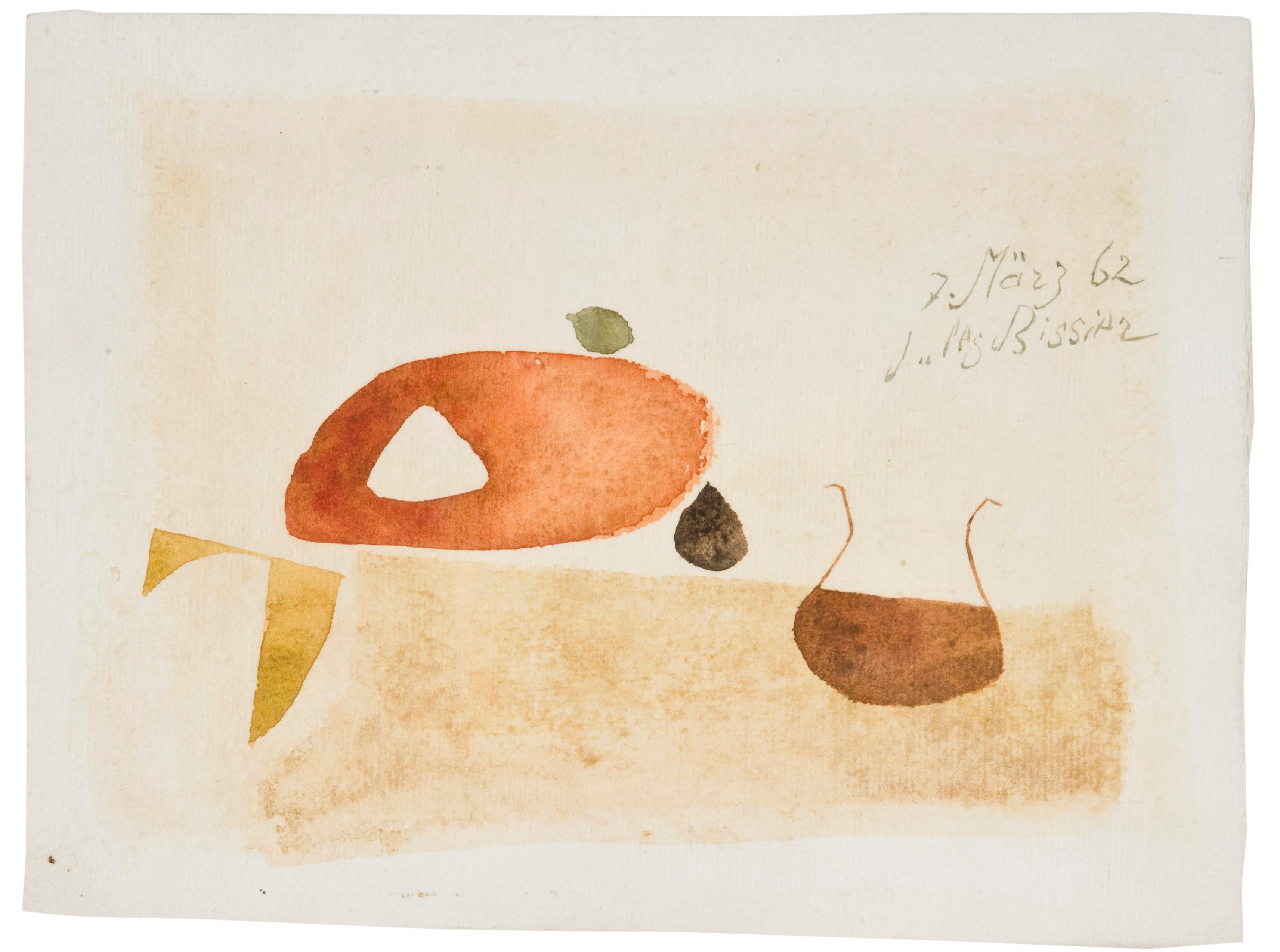 Julius Bissier  Still-Life - Sans Titre - Modern Art, Watercolours, Work on Paper,  Mid 20th Century