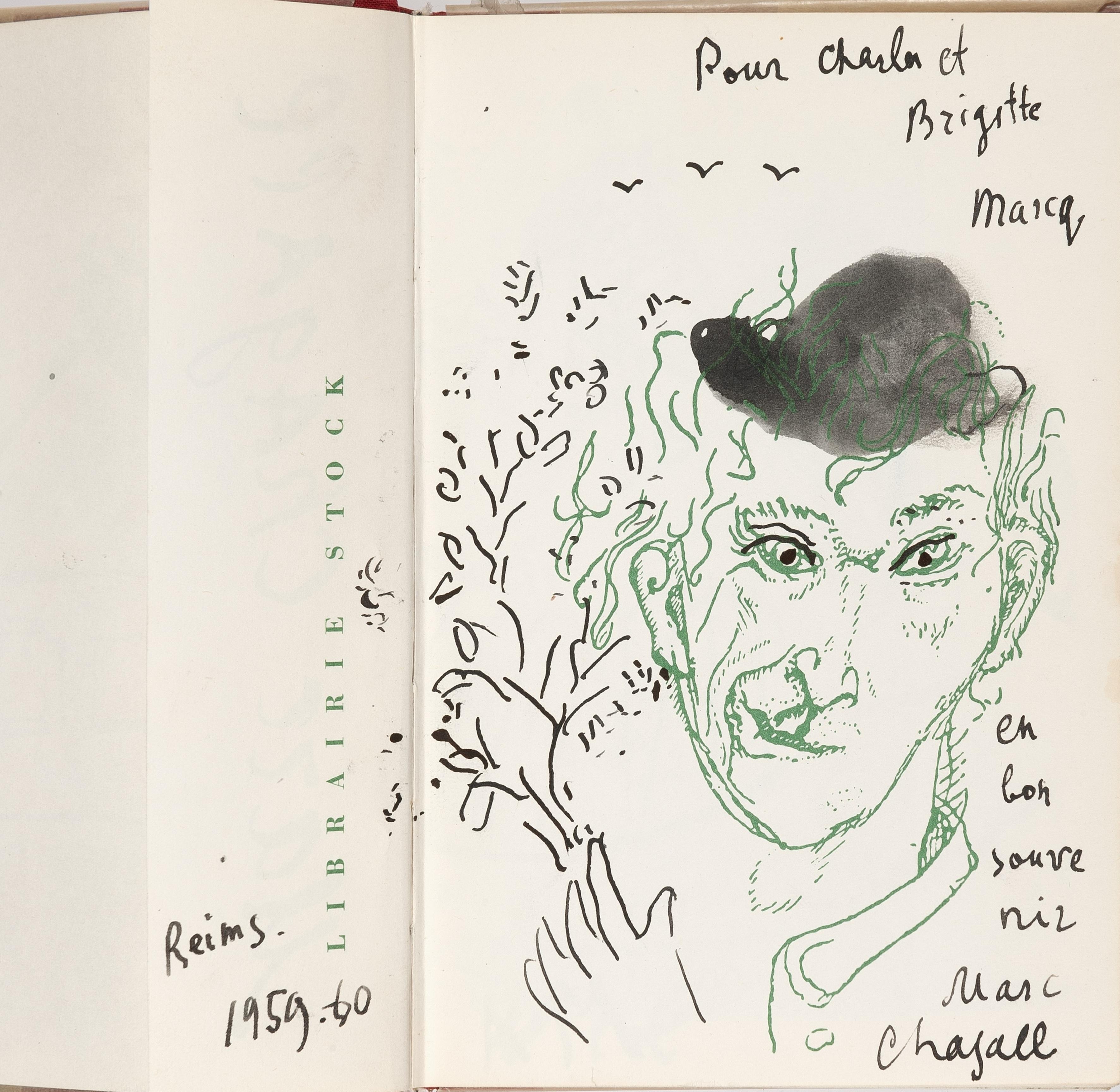 Autoportrait à la grimace au chapeau noir - Modern, Portrait, Late 20th Century - Art by Marc Chagall
