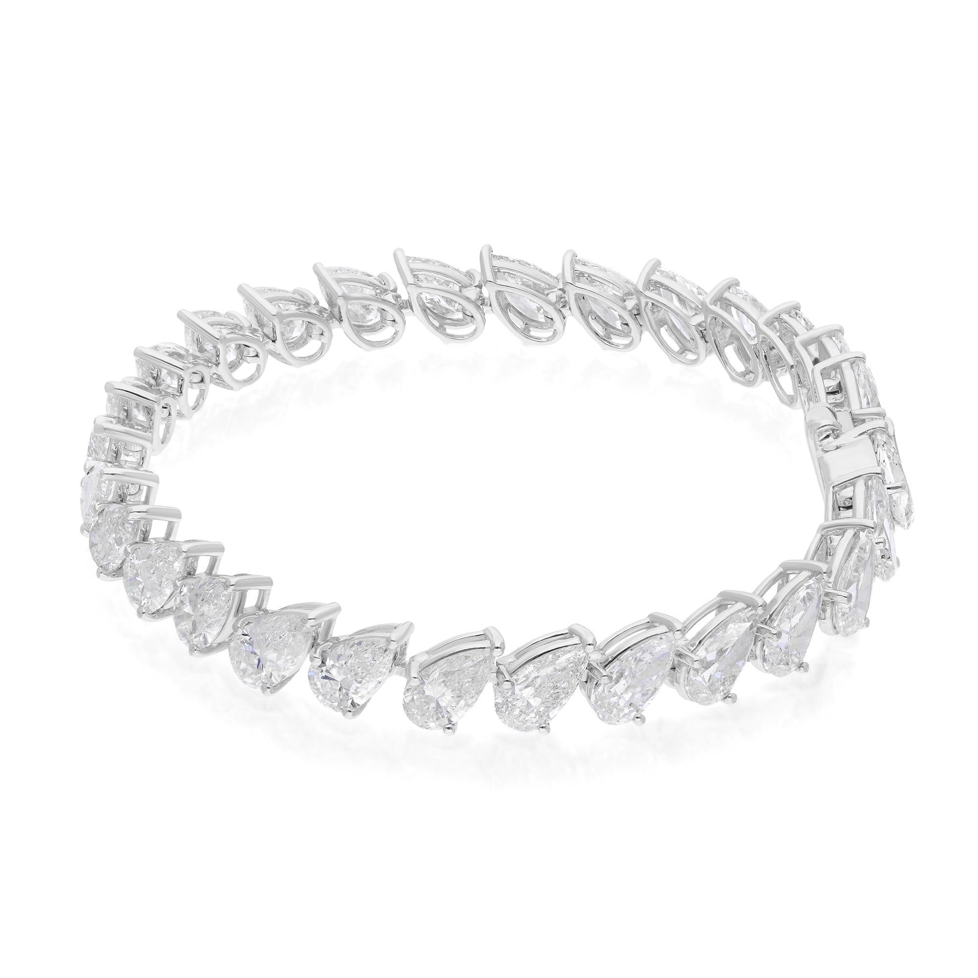 13.59 Quilates SI Claridad HI Color Diamante Pera Pulsera Tenis Oro Blanco 14 Kilates Corte pera en venta