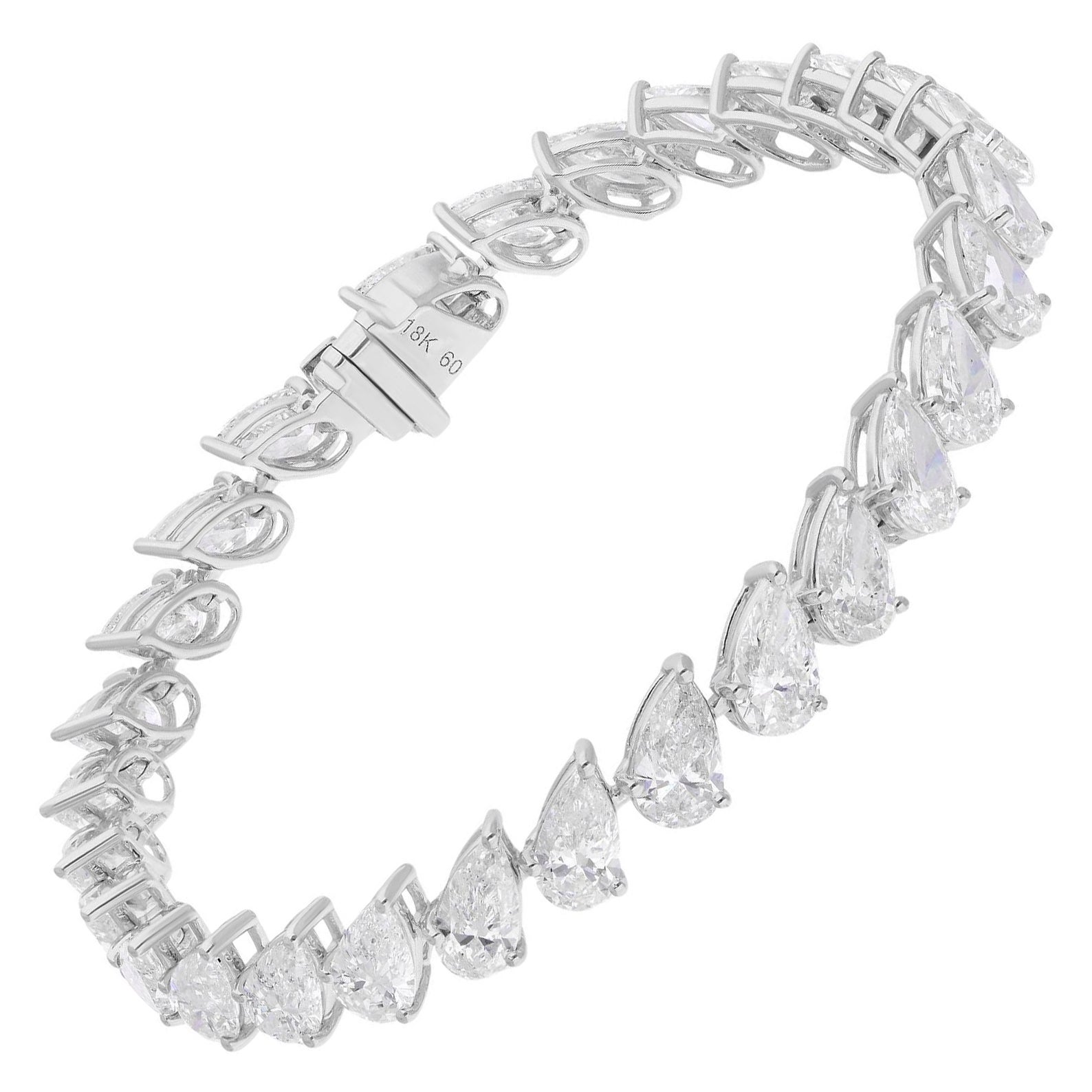13.59 Quilates SI Claridad HI Color Diamante Pera Pulsera Tenis Oro Blanco 14 Kilates en venta