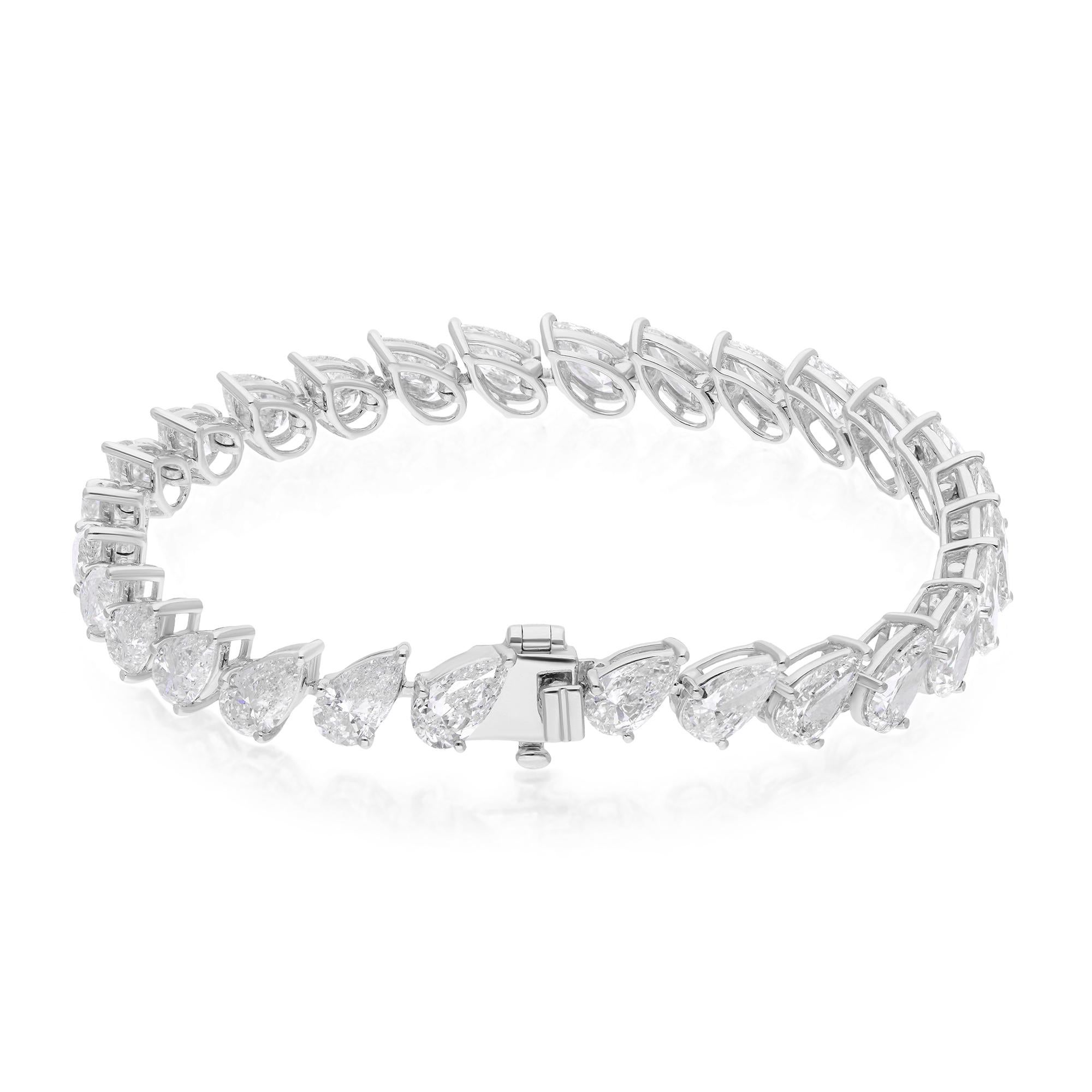 13,59 Karat SI Reinheit HI Farbe Birne Diamant Tennis Armband 18 Karat Weißgold im Zustand „Neu“ im Angebot in Diera, Dubai
