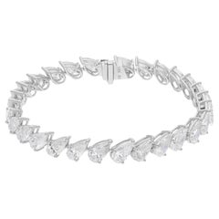 13.59 Carat SI Clarity HI Color Pear Diamond Tennis Bracelet 18 Karat White Gold