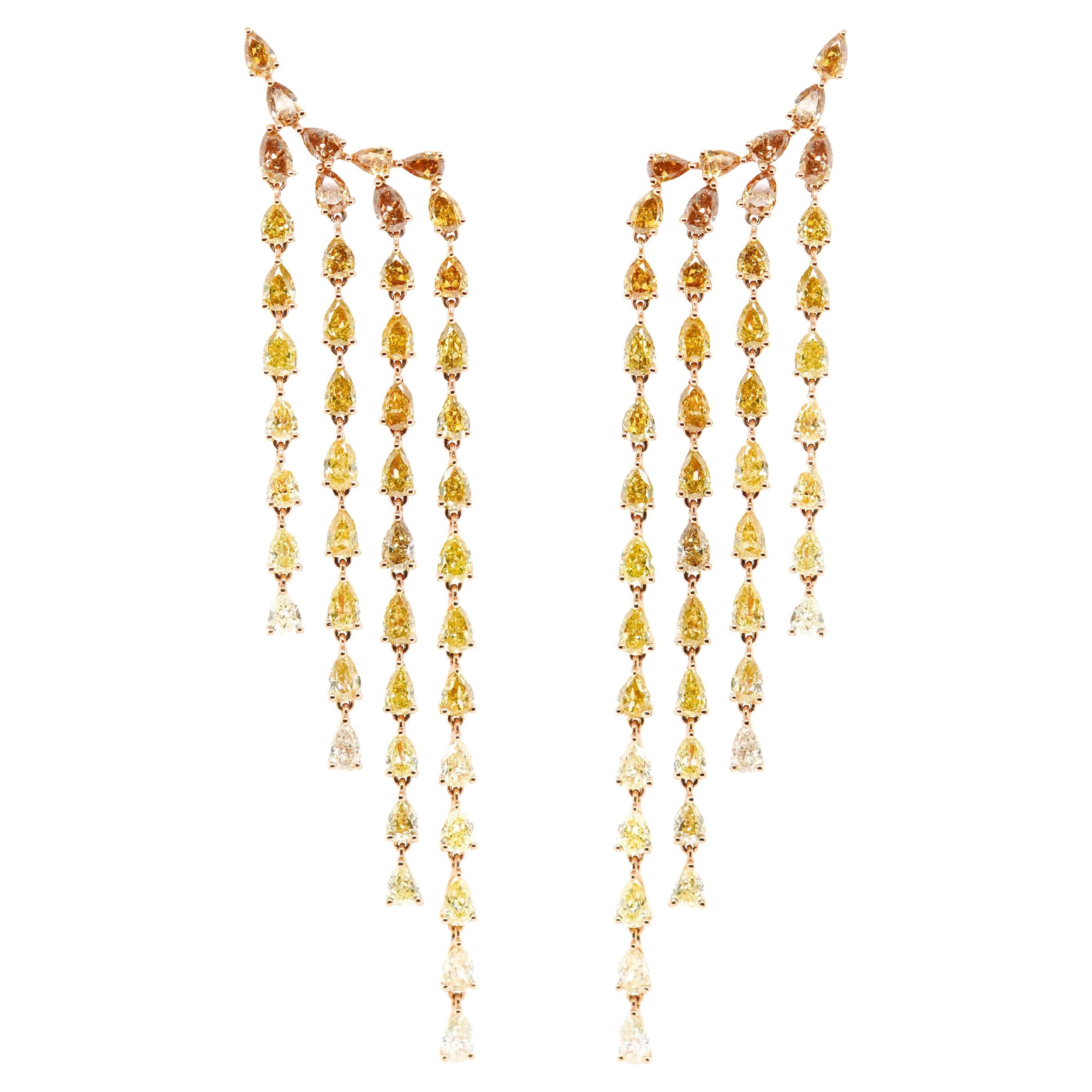 13.59 carats Fancy Yellow Diamond Cuff Earrings, karats by Juhi diamond Earrings