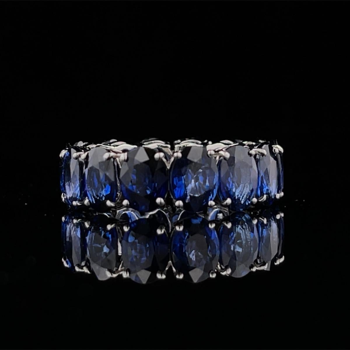 13.59CTW Oval Blue Sapphire Eternity Band  In New Condition For Sale In Los Angeles, CA