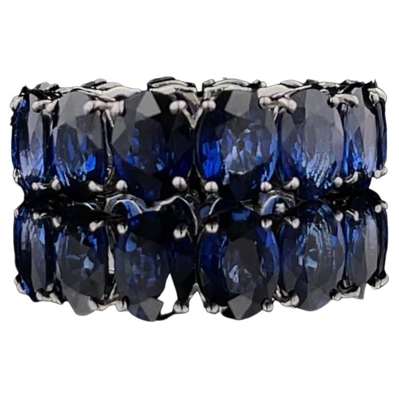 13.59CTW Oval Blue Sapphire Eternity Band  For Sale