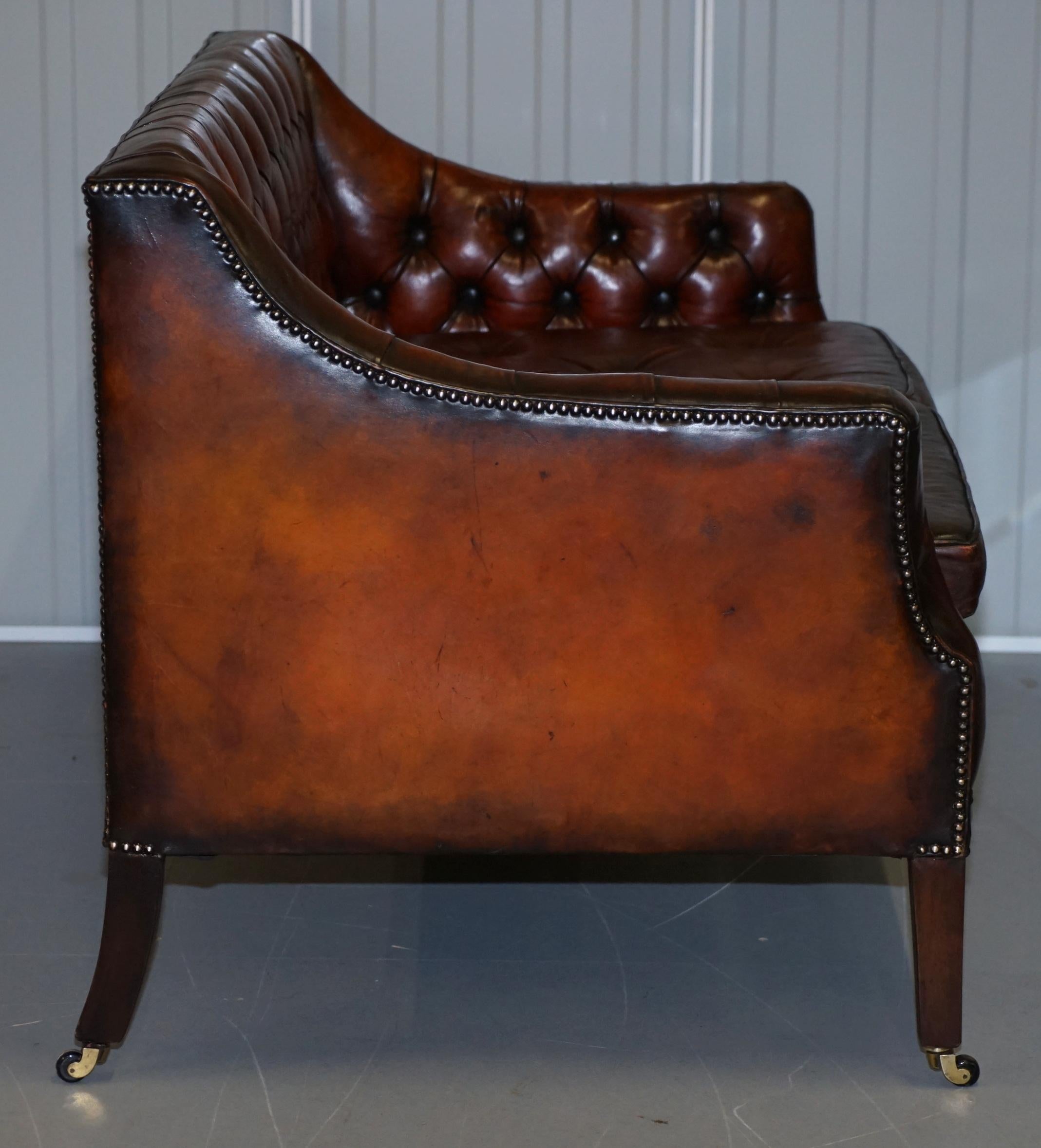 Fully Restored Whisky Brown Leather Lutyen's Viceroy Sofa, circa 1900  For Sale 5