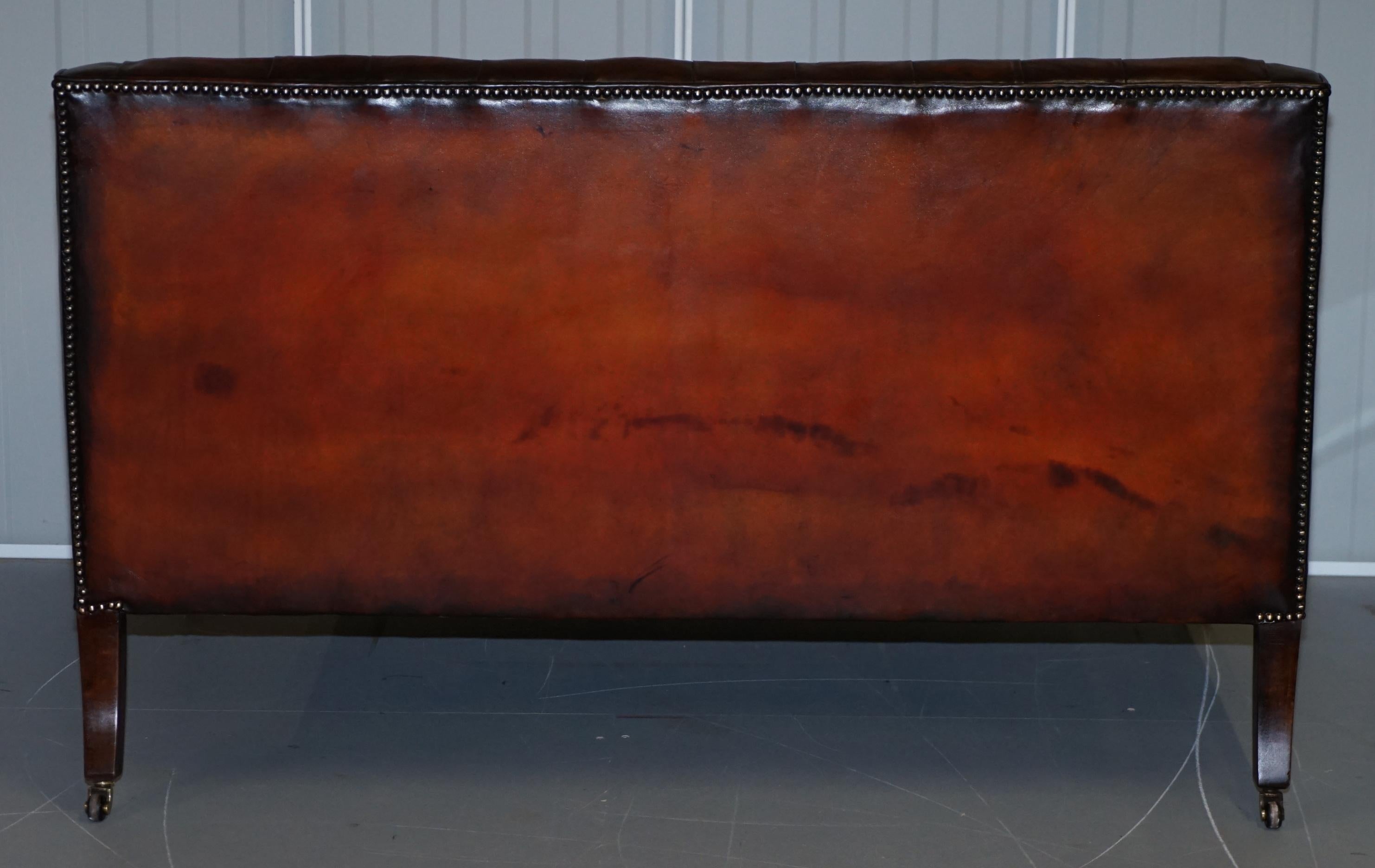 Fully Restored Whisky Brown Leather Lutyen's Viceroy Sofa, circa 1900  For Sale 6