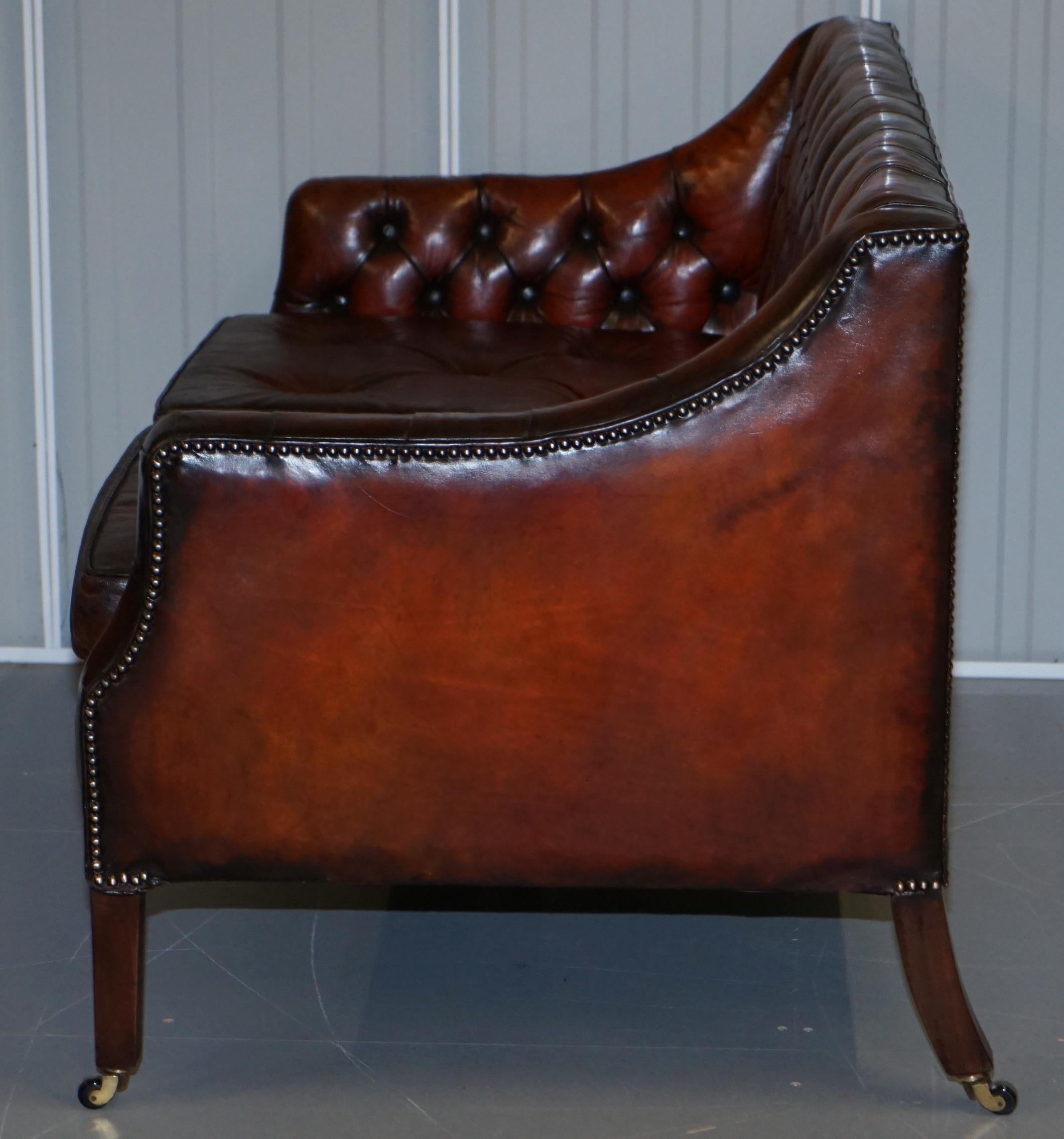 Fully Restored Whisky Brown Leather Lutyen's Viceroy Sofa, circa 1900  For Sale 8