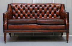 Fully Restored Whisky Brown Leather Lutyen's Viceroy Sofa, circa 1900