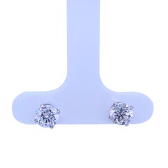 1.35ct 4-Prong Basket Diamond Stud Earrings 14 Karat White Gold 'H-I, SI2-SI3'