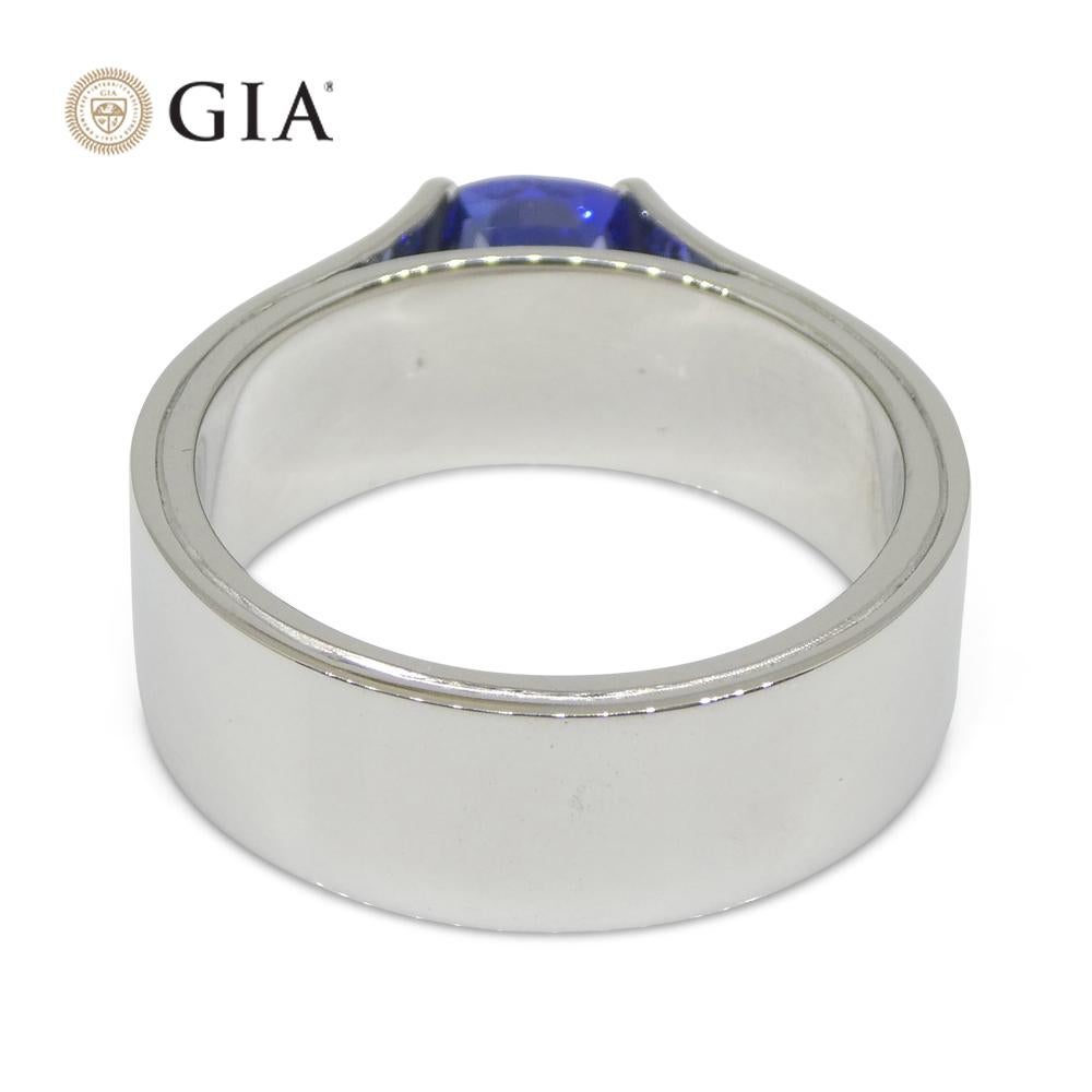 1.35ct Blue Sapphire Statement or Engagement Ring set in 18k White Gold, GIA Cer For Sale 4