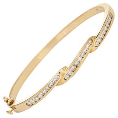 1.35ct Diamond Bangle Bracelet Vintage 14k Yellow Gold Stacking Jewelry Estate