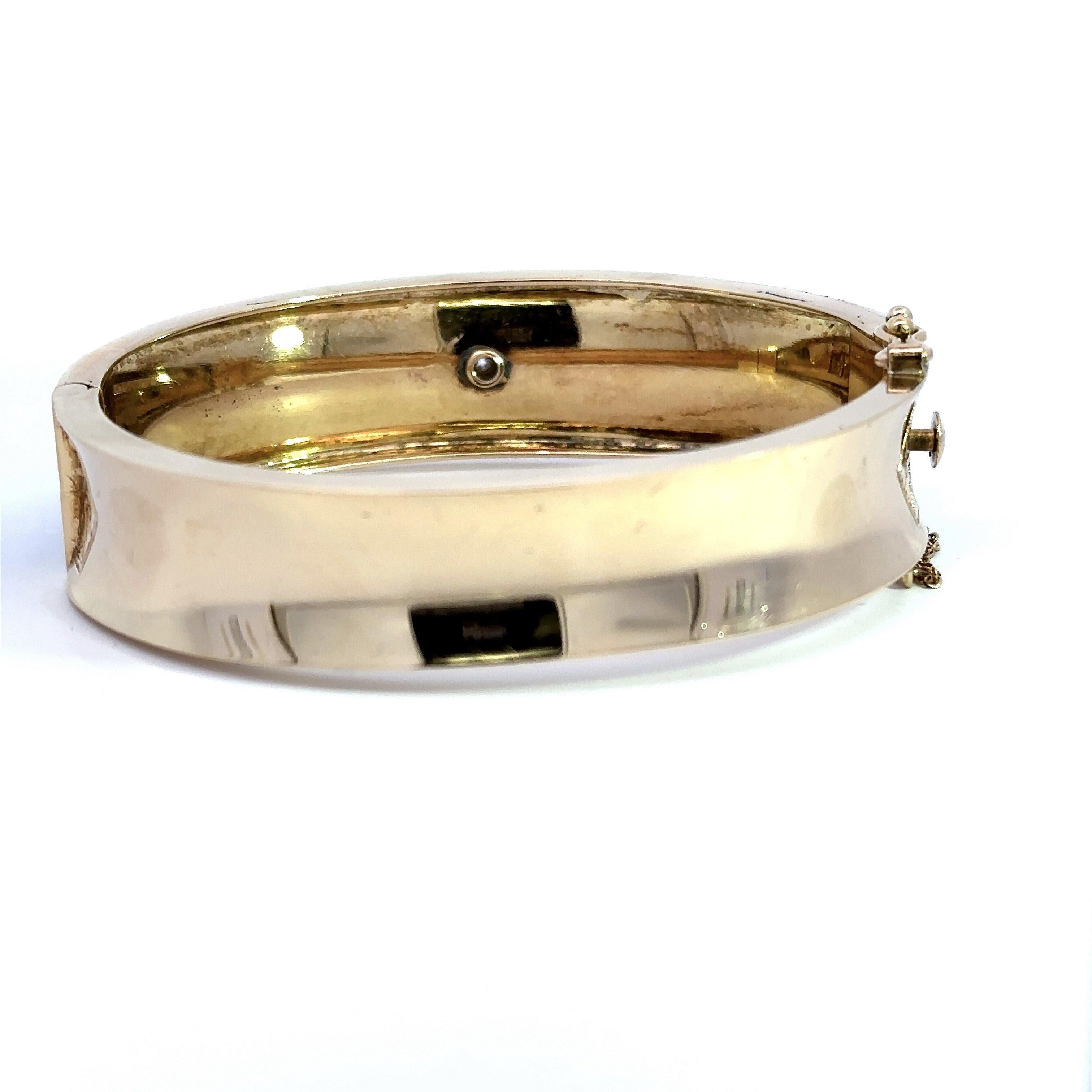1.35CT Diamond Blue Enamel Vintage Bangle Bracelet For Sale 3