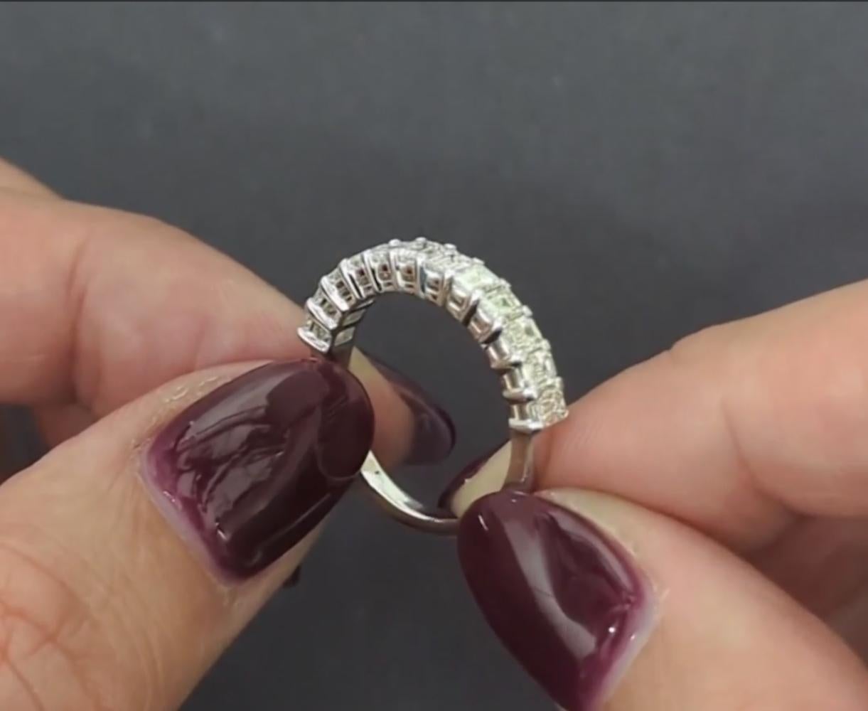 Women's or Men's 1.35ct Emerald Cut Diamond Wedding Band Stacking Ring Natural 14k White Gold For Sale