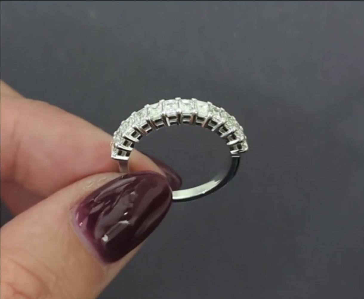 1.35ct Emerald Cut Diamond Wedding Band Stacking Ring Natural 14k White Gold For Sale 1
