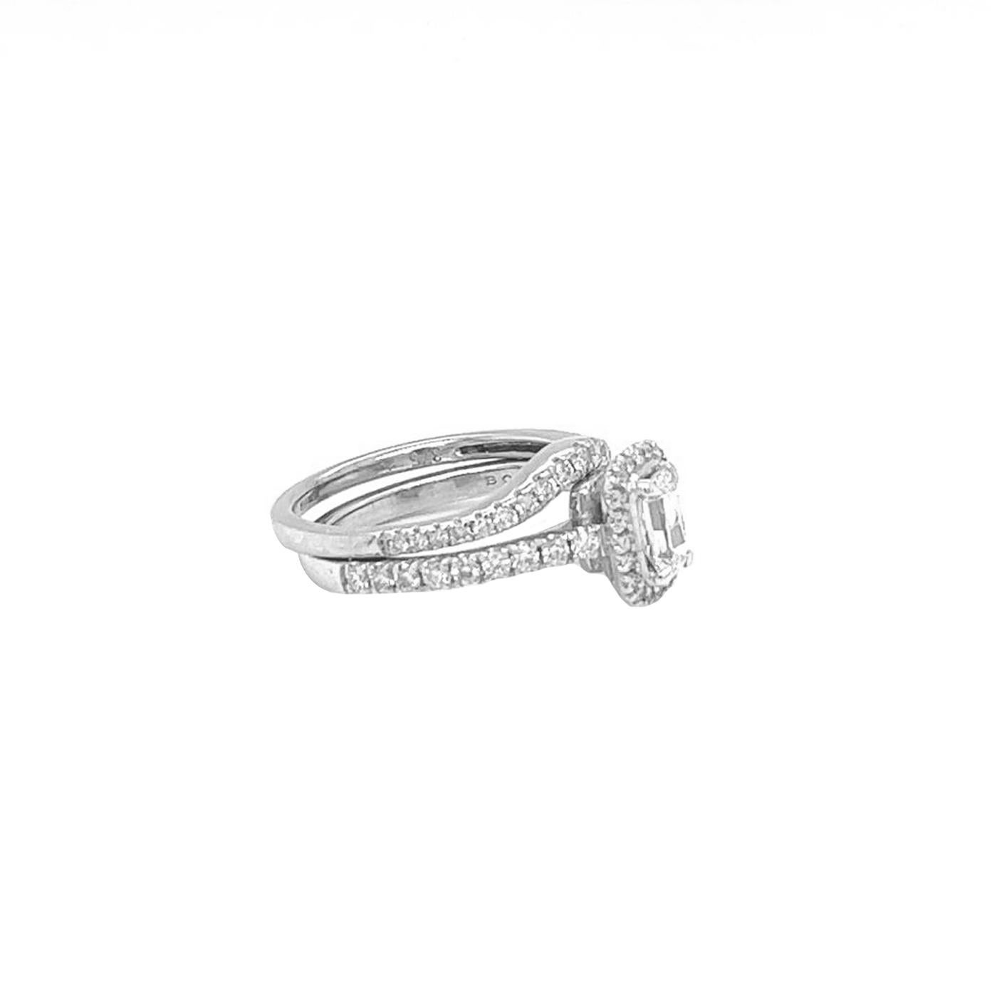 1.35ct Emerald-Cut Diamond with Pave Diamonds D/E VS1 Platinum Fancy Ring For Sale 4
