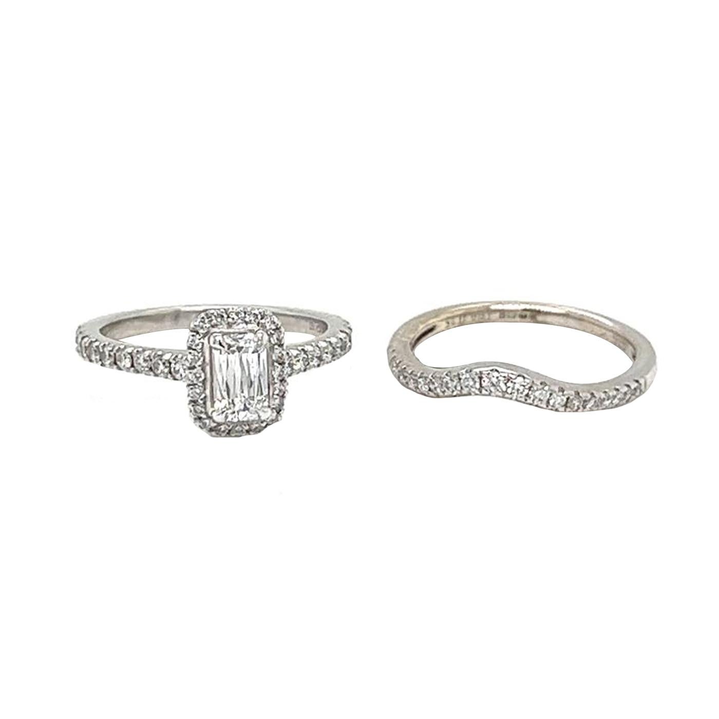 1.35ct Emerald-Cut Diamond with Pave Diamonds D/E VS1 Platinum Fancy Ring For Sale 5