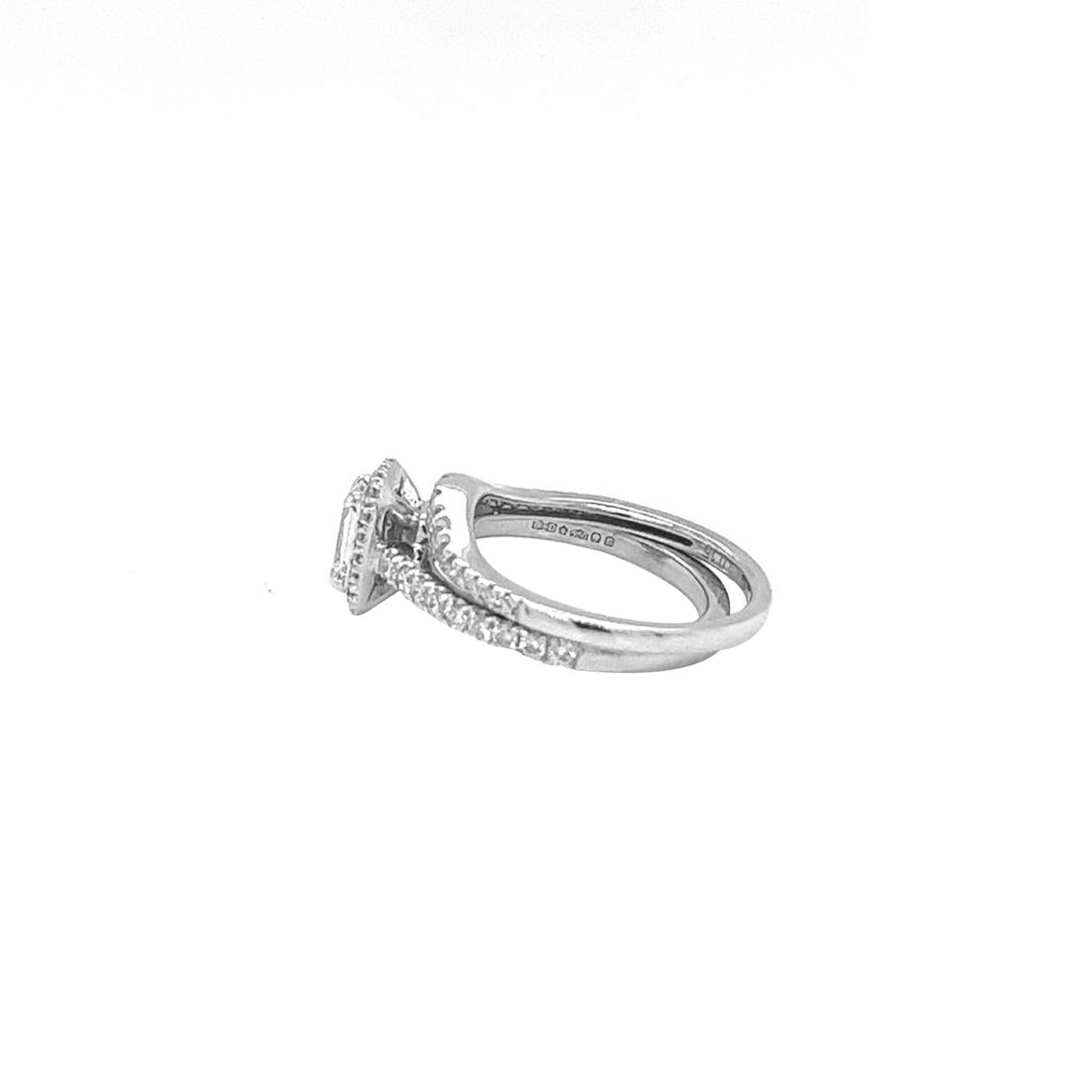 1.35ct Emerald-Cut Diamond with Pave Diamonds D/E VS1 Platinum Fancy Ring For Sale 1