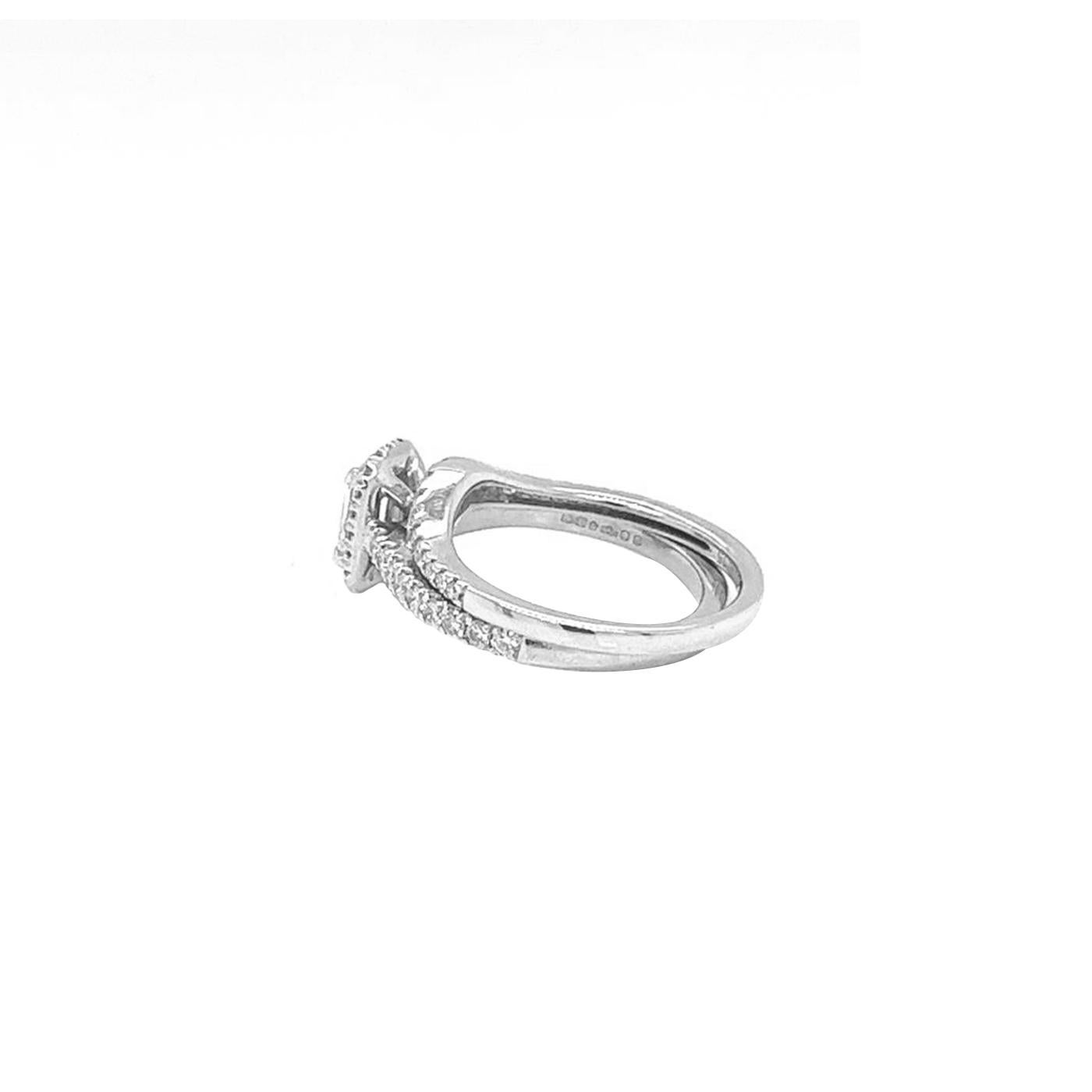 1.35ct Emerald-Cut Diamond with Pave Diamonds D/E VS1 Platinum Fancy Ring For Sale 2