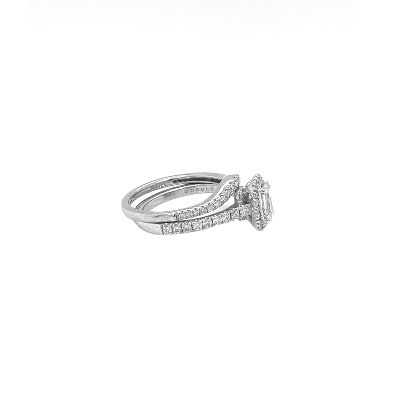 1.35ct Emerald-Cut Diamond with Pave Diamonds D/E VS1 Platinum Fancy Ring For Sale 3