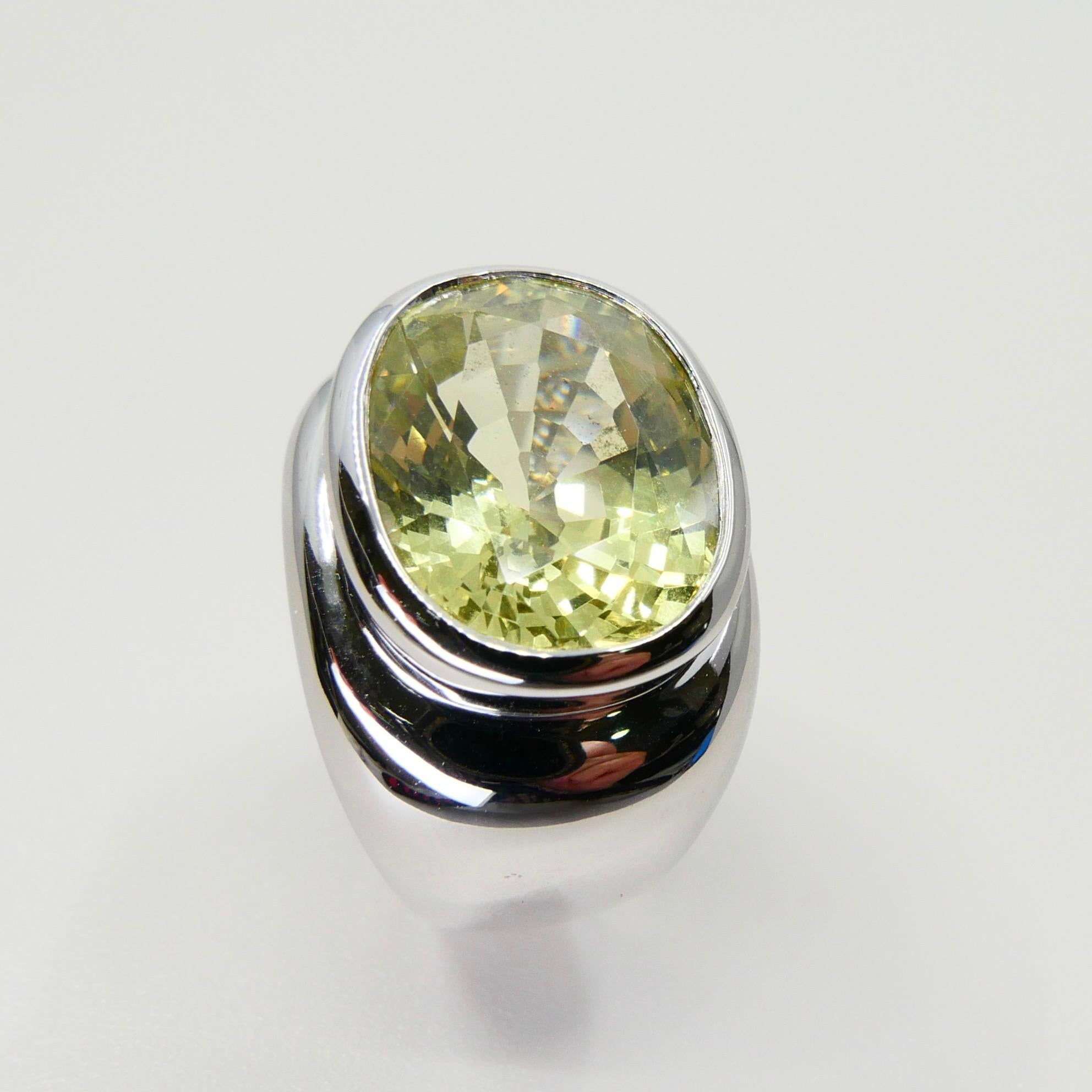13,5 Karat grüner Kunzit Statement-Cocktailring, rosafarbener Herrenring, N.O.S 4
