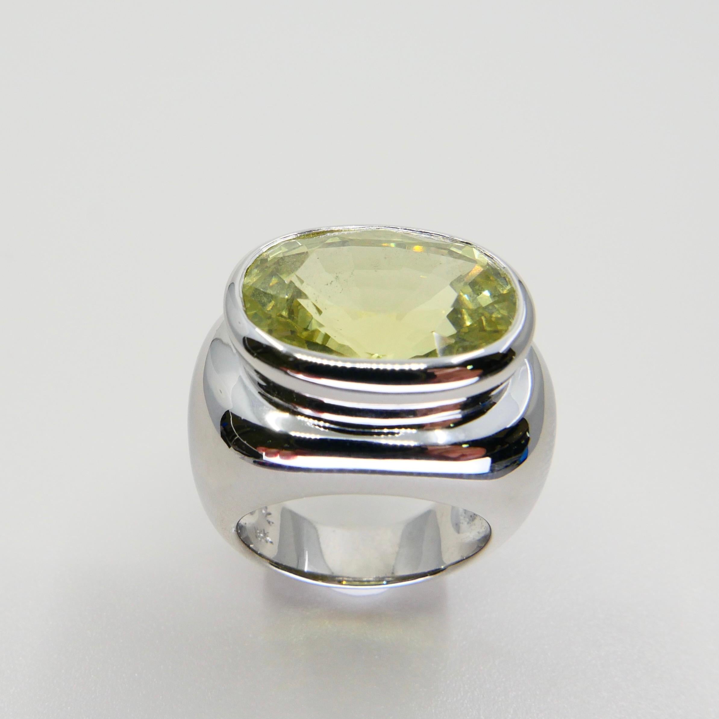 13,5 Karat grüner Kunzit Statement-Cocktailring, rosafarbener Herrenring, N.O.S 5