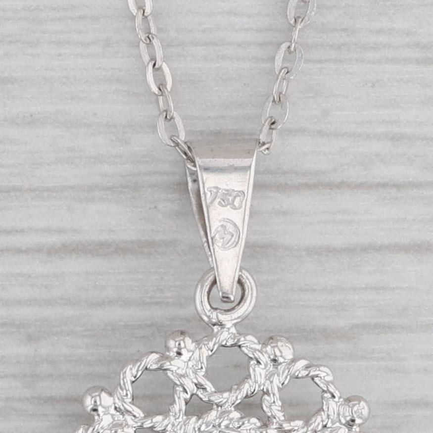 1.35ct Green Tourmaline Pendant Necklace 18k White Gold 18
