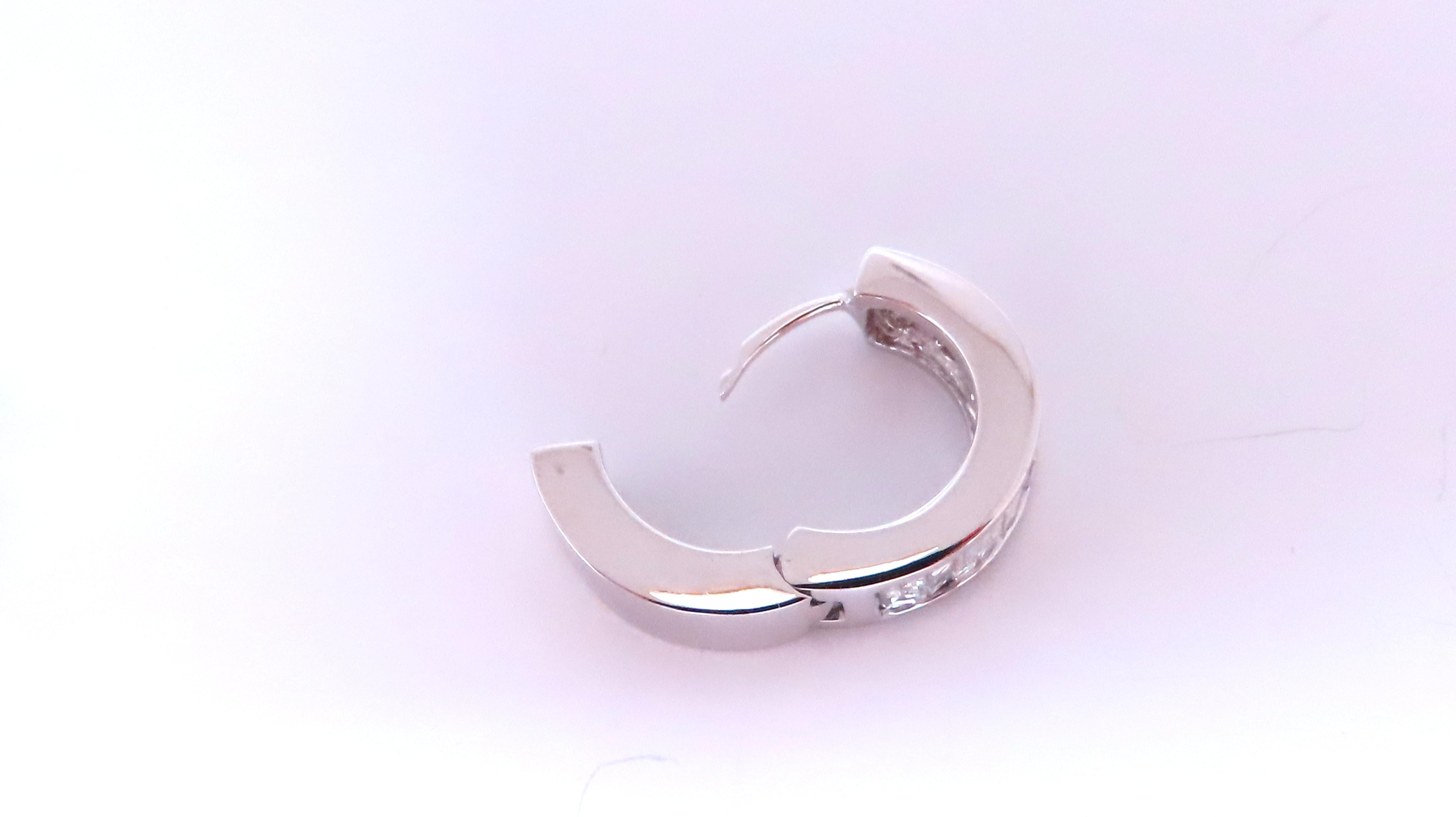 Contemporary 1.35ct Natural Baguette Diamond Hoop Earrings  14KT 12528 For Sale
