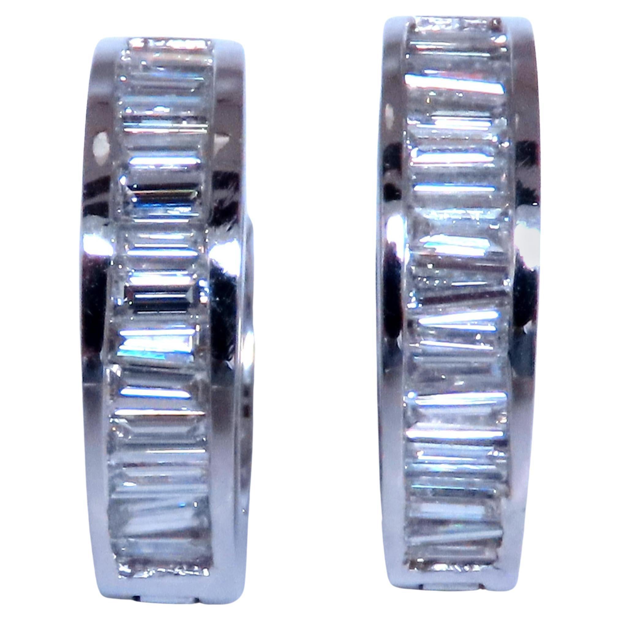 1.35ct Natural Baguette Diamond Hoop Earrings 14KT 12528*