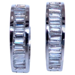 1.35ct Natural Baguette Diamond Hoop Earrings 14KT 12528*