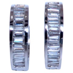 Pendientes de aro con diamante baguette natural de 1,35 ct  14KT 12528